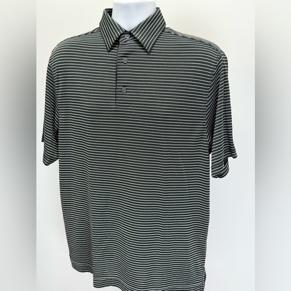 FOOTJOY Men’s black with white stripe golf polo size M - Picture 2 of 13